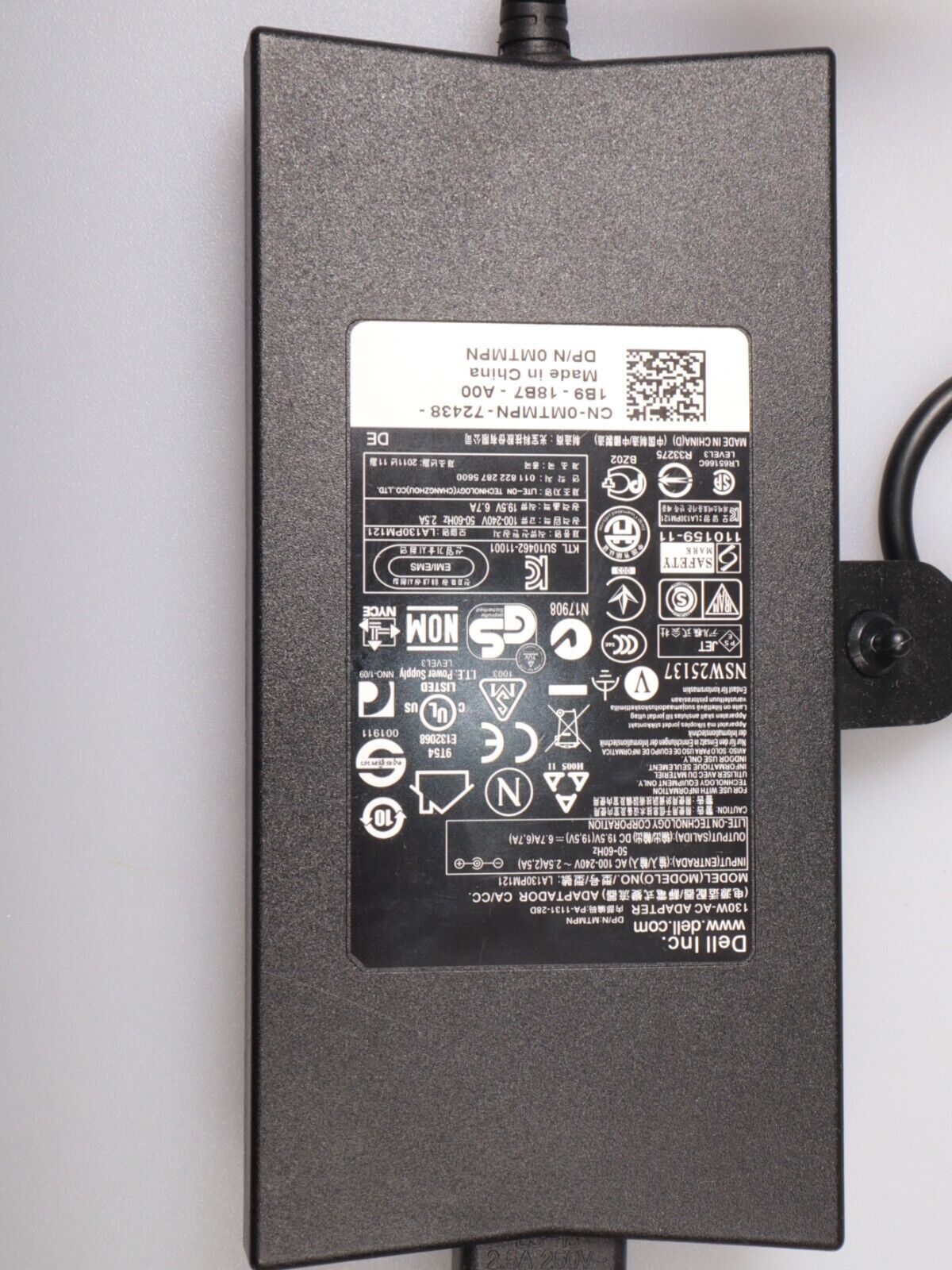 Originele Dell Slim-Line 19,5 V 6,7 A 130 W laptopvoedingsadapter | Getest en werkt 